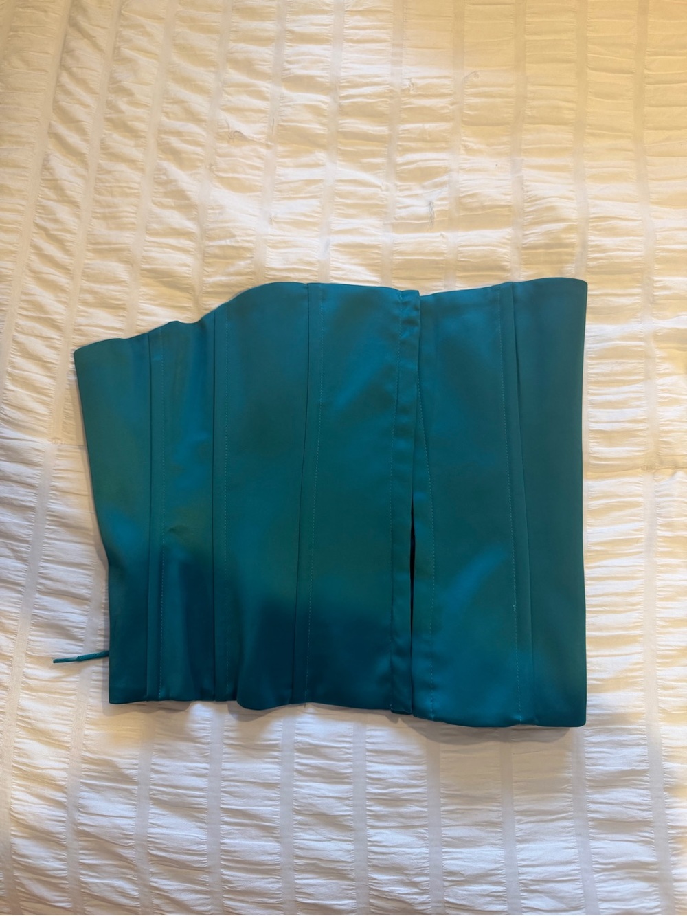 Danielle Guizio Teal Strapless Corset Top